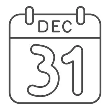 Date of New Year thin line icon, winter holiday calendar concept, New Year sign Stock Illustration