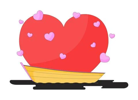Date night on boat 2D linear cartoon object Stock Illustration
