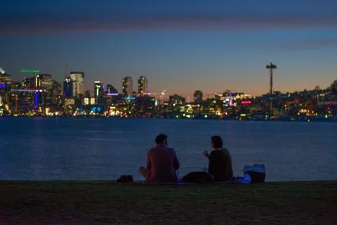 Date Night with Skyline View Fotos Stock