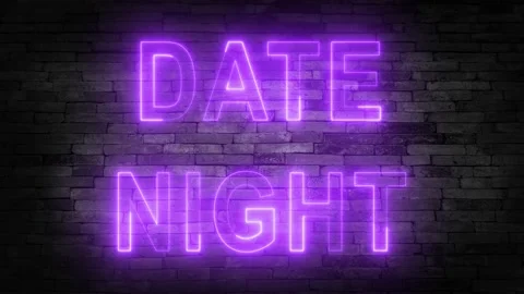 Date night text neon lights background w... | Stock Video | Pond5