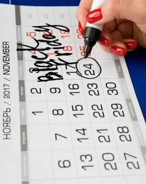 The date of November 24, 2017 is marked on the calendar. Stock Photos