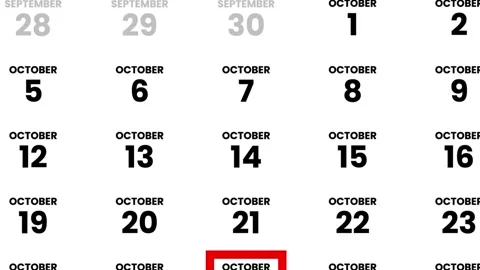 The date October 28th, 2026 marked with a red cursor on the wall animation Stock Footage 323623633