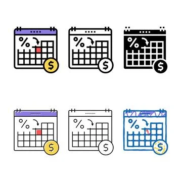 Date pack for pay loan color icon vector Stock Illustration