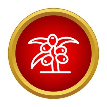 Date palm fruit line icon on red button Stock Illustration