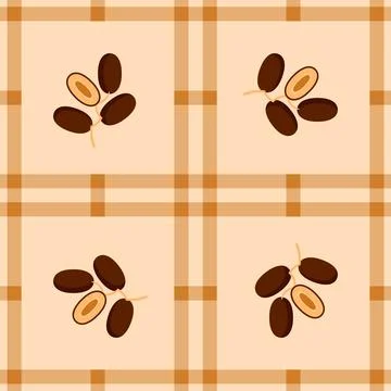 Date palm fruit seamless for pattern fabric, simple date palm fruit cute re.. Stock Illustration