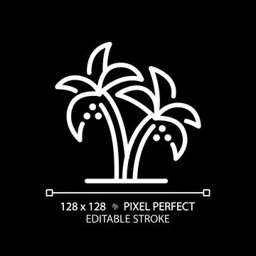 Date Palms in UAE white linear icon for dark theme Stock Illustration