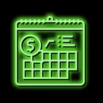 Date for payment subscription neon glow icon illustration 스톡 일러스트