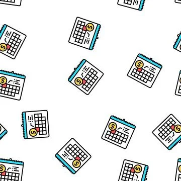 Date for payment subscription vector seamless pattern Stock Illustration