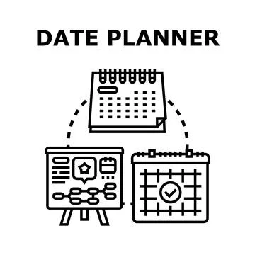 Date planner concept organizing business schedule and tasks Stock Illustration