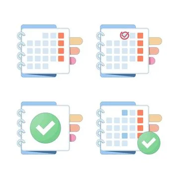 Date planner icon concept featuring marked calendar days for event booking Stock Illustration