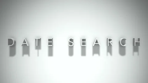 Date search 3D title animation with shadows on a white background Stock Footage 297666859