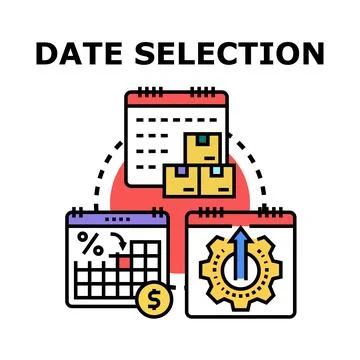 Date selection concept for delivery, discount, and process planning Ilustração Stock