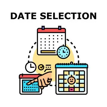Date selection process planning important calendar event Stock Illustration