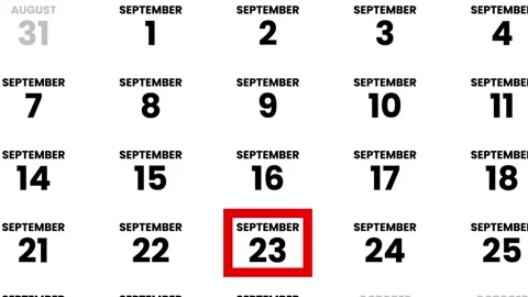 The date September 23th, 2026 marked with a red cursor on the wall animation Stock Footage 323625423