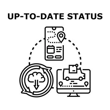 Up to date status tracking delivery and data synchronization Illustrazione stock