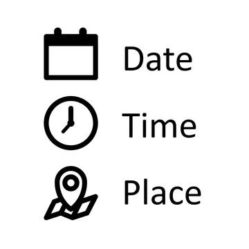 Date, Time, Address or Place Icons Symbol Stock Illustration