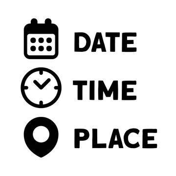 Date, Time, Address or Place Icons Symbol 4 Stock Illustration