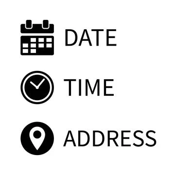 Date, Time, Address or Place Icons Symbol Stock Illustration