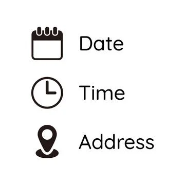 Date, Time, Address or Place Icons Symbol Stock Illustration