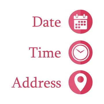 Date, Time, Address or Place Icons Symbol 3 Stock Illustration