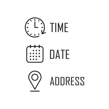 Date, time, location icon in flat style. Event message vector illustration .. 库存插图