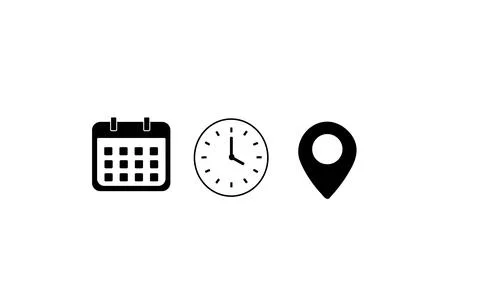 Date time location icon set, icon set Illustrazione stock