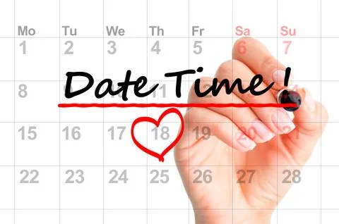 Date time marked on calendar Stock-Fotos