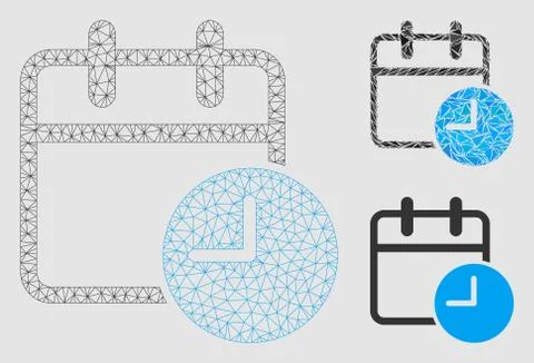 Date Time Vector Mesh 2D Model and Triangle Mosaic Icon Illustrazione stock