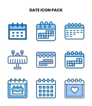 Date Two Colour Design Icons Pack Stock Illustration