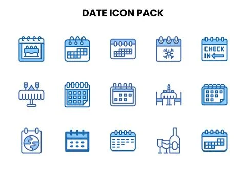 Date Two Colour Design Icons Pack Stock Illustration