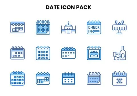 Date Two Colour Design Icons Pack Stock Illustration