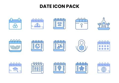 Date Two Colour Icons Pack Stock Illustration