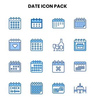Date Two Colour Icons Pack Stock Illustration