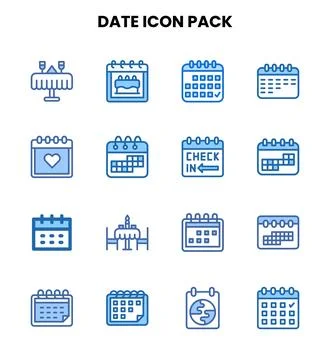 Date Two Colour Scalable Icons Pack Stock Illustration