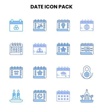 Date Two Colour Set Icons Pack Stock Illustration