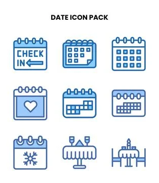 Date Two Colour SVG Icons Pack Stock Illustration