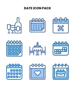 Date Two Colour UI Icons Pack Stock Illustration