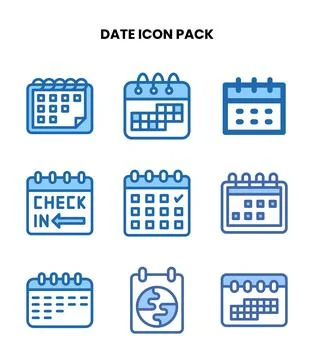 Date Two Colour Vector Icons Pack Stock Illustration