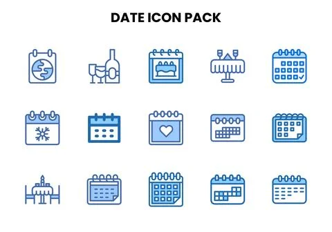 Date Two Colour Vector Icons Pack Stock Illustration