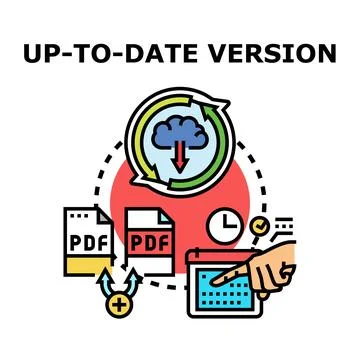 Up to date version concept with data synchronizing process Illustrazione stock