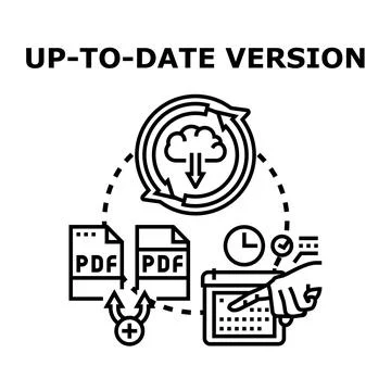 Up to date version concept with data synchronizing process Illustrazione stock