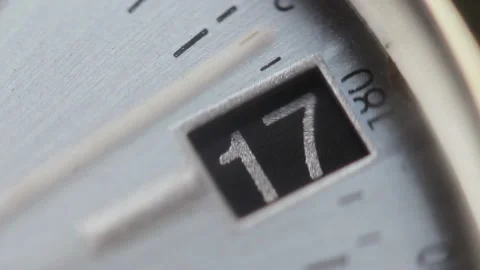 Date window indicates 17 on a watch Stock Footage 146646528
