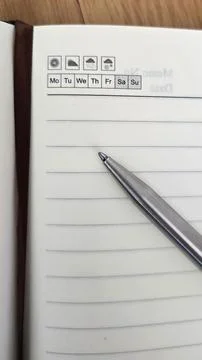 Dated Lined Paper Pen Stock Photos