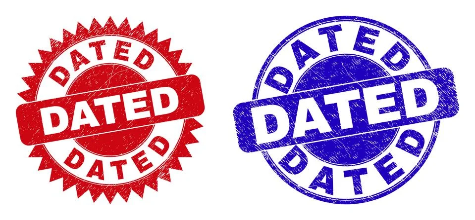 DATED Round and Rosette Stamp Seals with Corroded Texture Stock Illustration