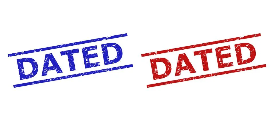 DATED Seals with Grunge Surface and Parallel Lines 스톡 일러스트