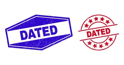 DATED Unclean Badges in Round and Hexagon Forms 스톡 일러스트