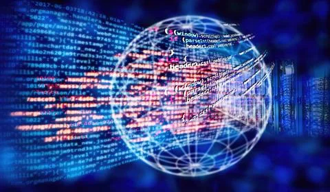 Daten mit Globus und Server Programmiercode mit Globus, server und abstrak... Stock-Fotos