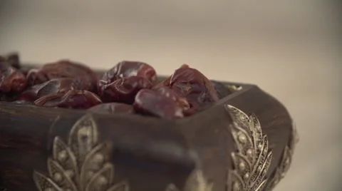 Dates in antique container. Stock Footage 54484730