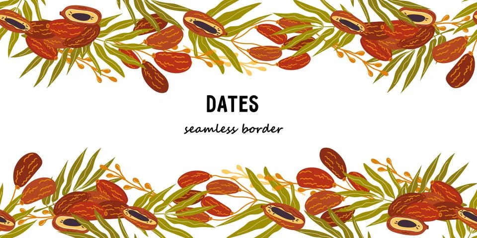 Dates background or frame for food label design project, template. Stock Illustration