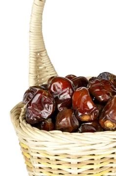 Dates in the basket Stock Photos